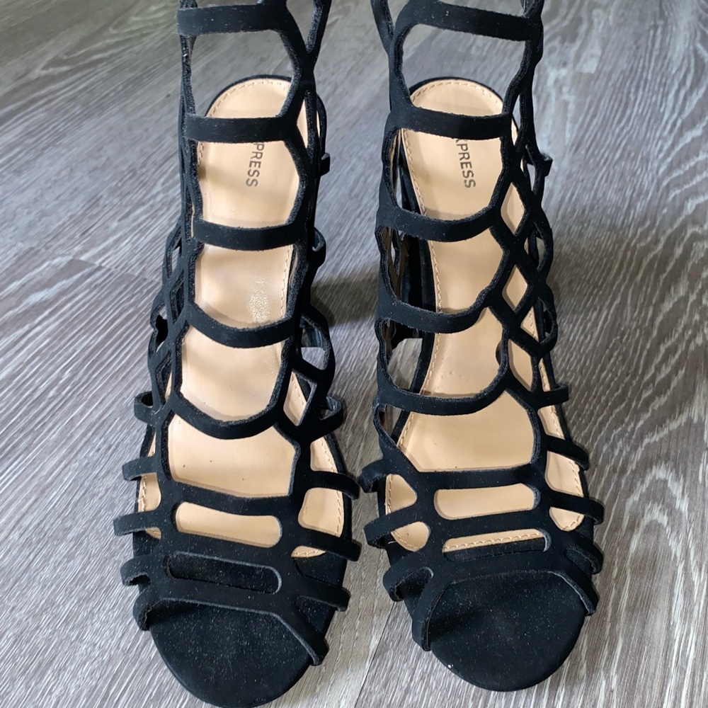 Express Black Chunky Heels
